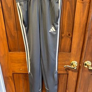 Adidas Kids Gray Joggers with White Stripes